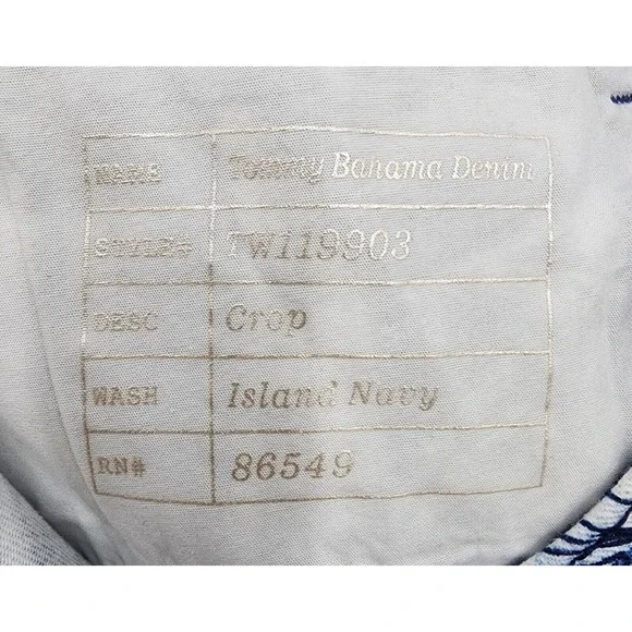 Tommy Bahama Basta Blossoms Crop Pants Denim Island Navy Women Size 28 - Picture 5 of 12